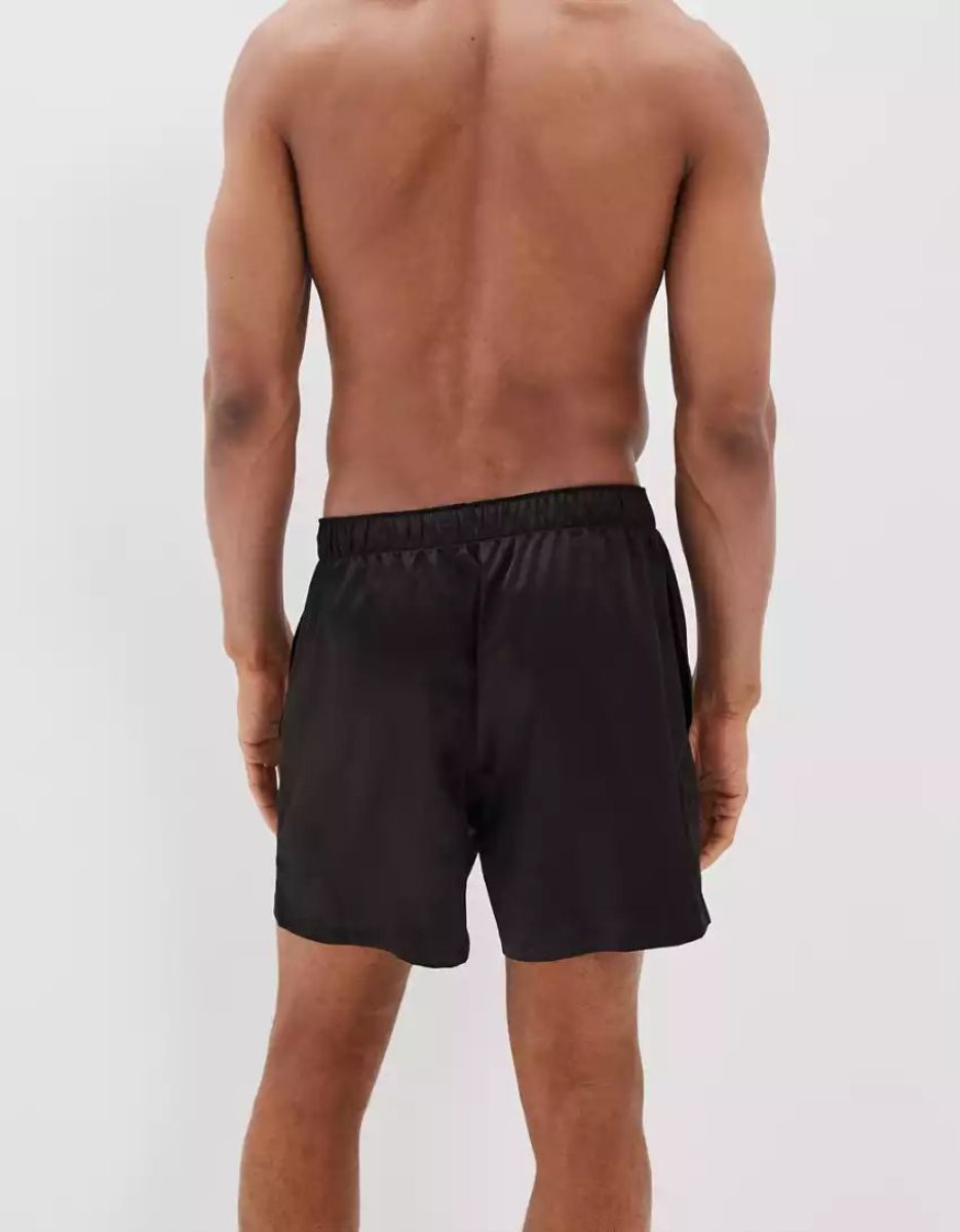 Shorts De Bain American Eagle AEO Solid Satin Pocket Noir Homme | VYU-14402924